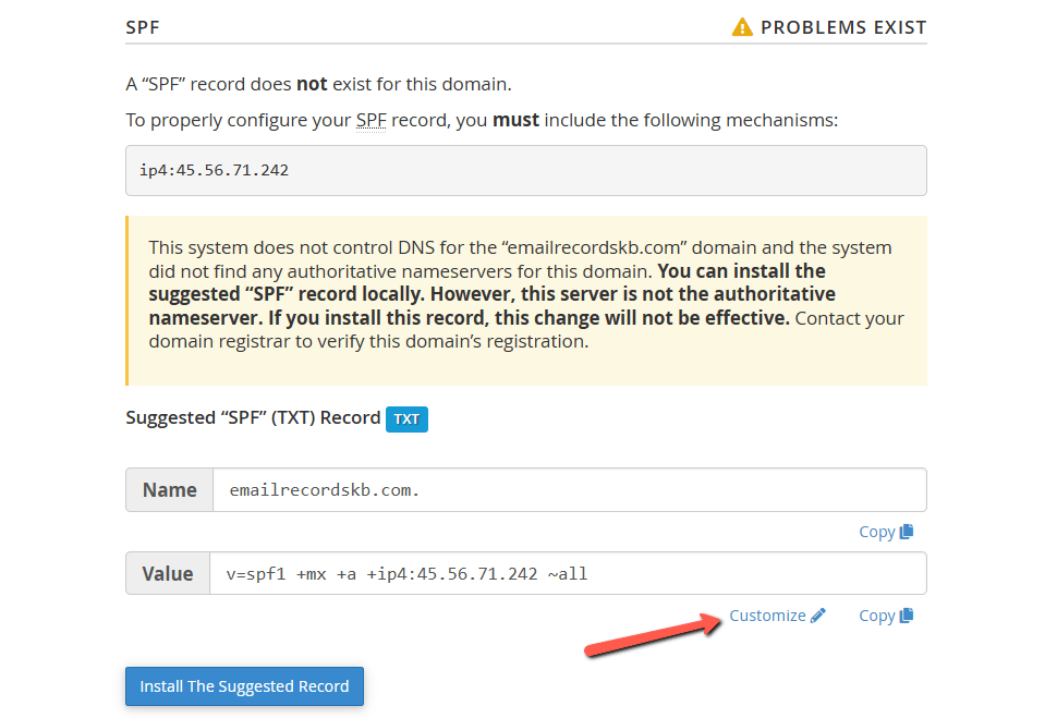 Customize SPF Email Records